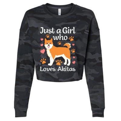 Funny Akita Art For Women Girl American Akita Inu Lover Cropped Pullover Crew