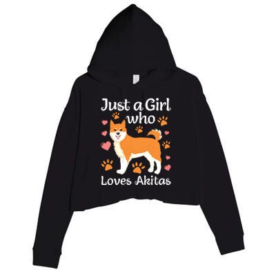 Funny Akita Art For Women Girl American Akita Inu Lover Crop Fleece Hoodie