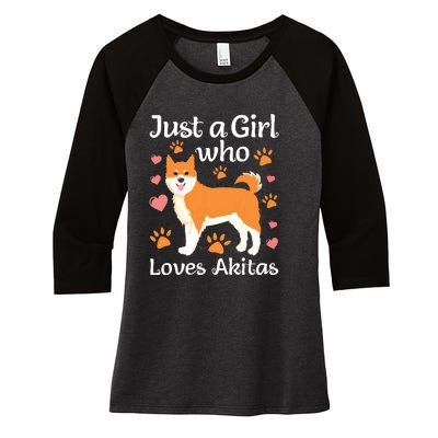 Funny Akita Art For Women Girl American Akita Inu Lover Women's Tri-Blend 3/4-Sleeve Raglan Shirt