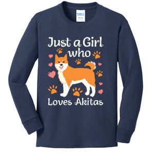 Funny Akita Art For Women Girl American Akita Inu Lover Kids Long Sleeve Shirt