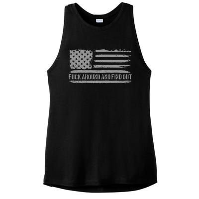 Fuck Around And Find Out American Flag 4th Of July Fafo Ladies PosiCharge Tri-Blend Wicking Tank