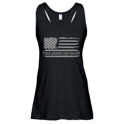 Fuck Around And Find Out American Flag 4th Of July Fafo Ladies Essential Flowy Tank