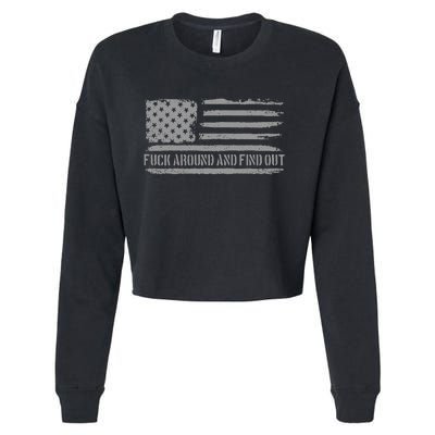 Fuck Around And Find Out American Flag 4th Of July Fafo Cropped Pullover Crew