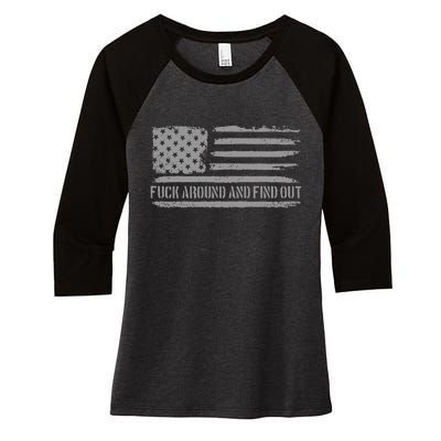 Fuck Around And Find Out American Flag 4th Of July Fafo Women's Tri-Blend 3/4-Sleeve Raglan Shirt