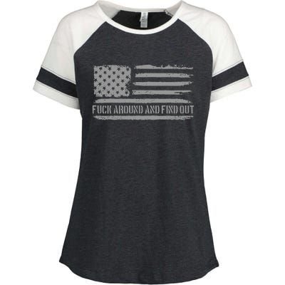 Fuck Around And Find Out American Flag 4th Of July Fafo Enza Ladies Jersey Colorblock Tee