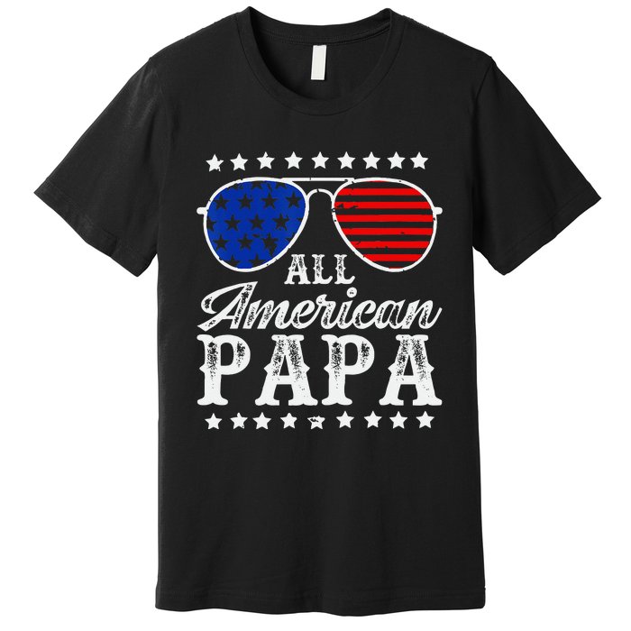 Funny All American Papa Sunglasses USA 4th Of July Premium T-Shirt