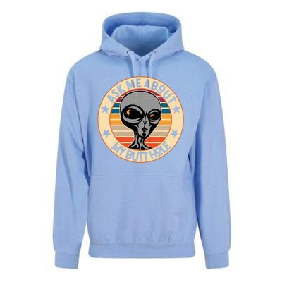 Funny Alien Abduction Ask Me About My Butthole Vintage Retro Gift Unisex Surf Hoodie