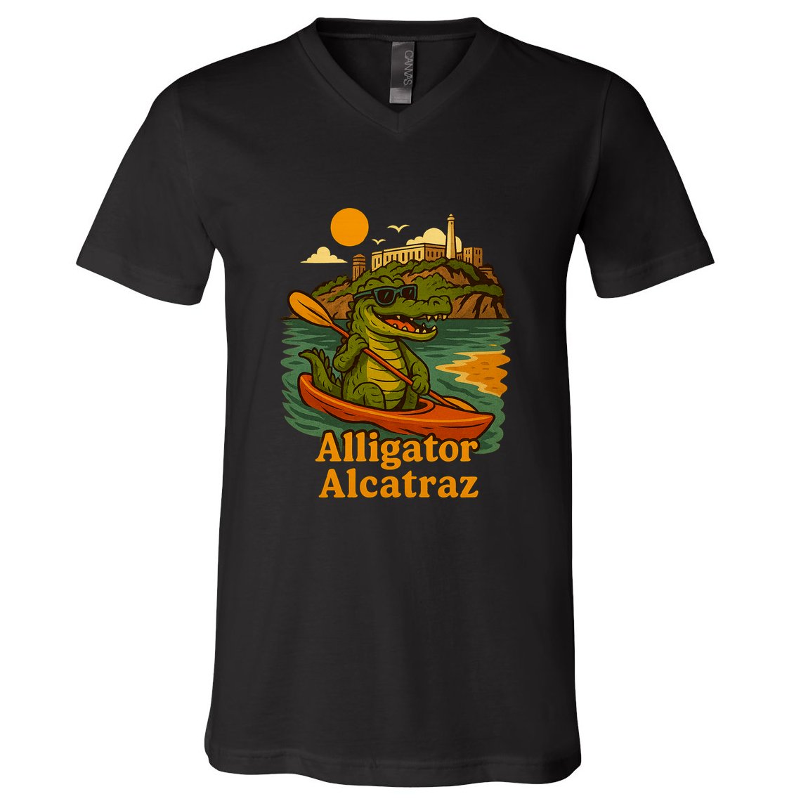 Funny Alligator Alcatraz V-Neck T-Shirt