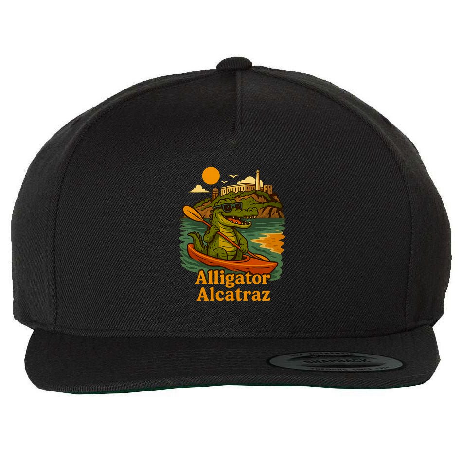 Funny Alligator Alcatraz Wool Snapback Cap