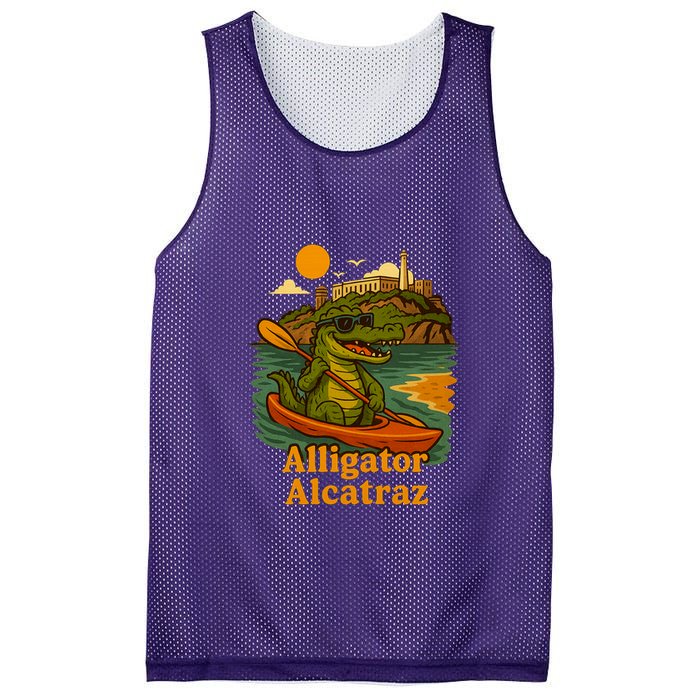 Funny Alligator Alcatraz Mesh Reversible Basketball Jersey Tank