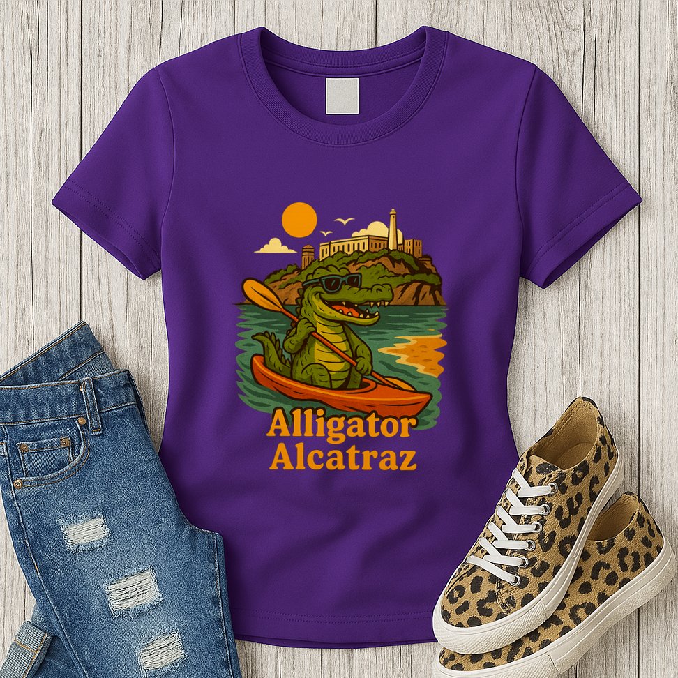 Funny Alligator Alcatraz Womens T-Shirt