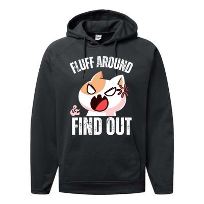 Fluff Around and find out Funny Sarcastic Cat Lady Performance Fleece Hoodie