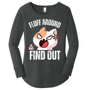 Fluff Around and find out Funny Sarcastic Cat Lady Women's Perfect Tri Tunic Long Sleeve Shirt