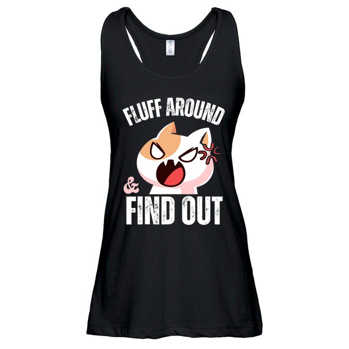 Fluff Around and find out Funny Sarcastic Cat Lady Ladies Essential Flowy Tank