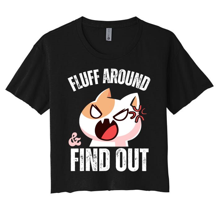 Fluff Around and find out Funny Sarcastic Cat Lady Women's Crop Top Tee