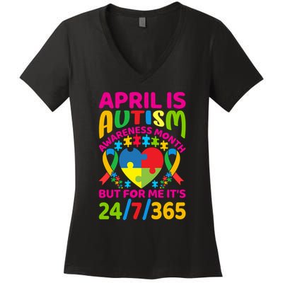 Funny Autism Awareness Quote Autism Slogans Autism Advocacy Autistic Saying Women's V-Neck T-Shirt