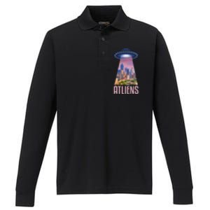 Funny Atliens Atlanta Al Novelty Performance Long Sleeve Polo