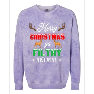 Funny Alone At Home Movies Merry Christmas You Filty Animal Colorblast Crewneck Sweatshirt