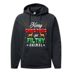 Funny Alone At Home Movies Merry Christmas You Filty Animal Performance Fleece Hoodie