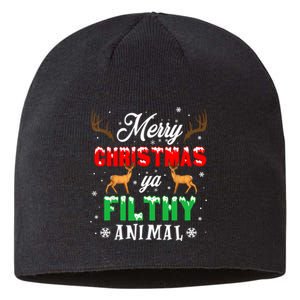 Funny Alone At Home Movies Merry Christmas You Filty Animal Sustainable Beanie