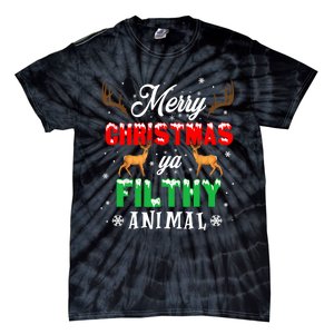 Funny Alone At Home Movies Merry Christmas You Filty Animal Tie-Dye T-Shirt