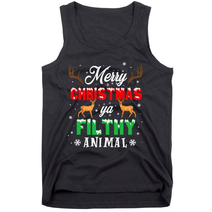 Funny Alone At Home Movies Merry Christmas You Filty Animal Tank Top