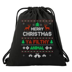 Funny Alone At Home Movies Merry Christmas You Filty Animal Drawstring Bag