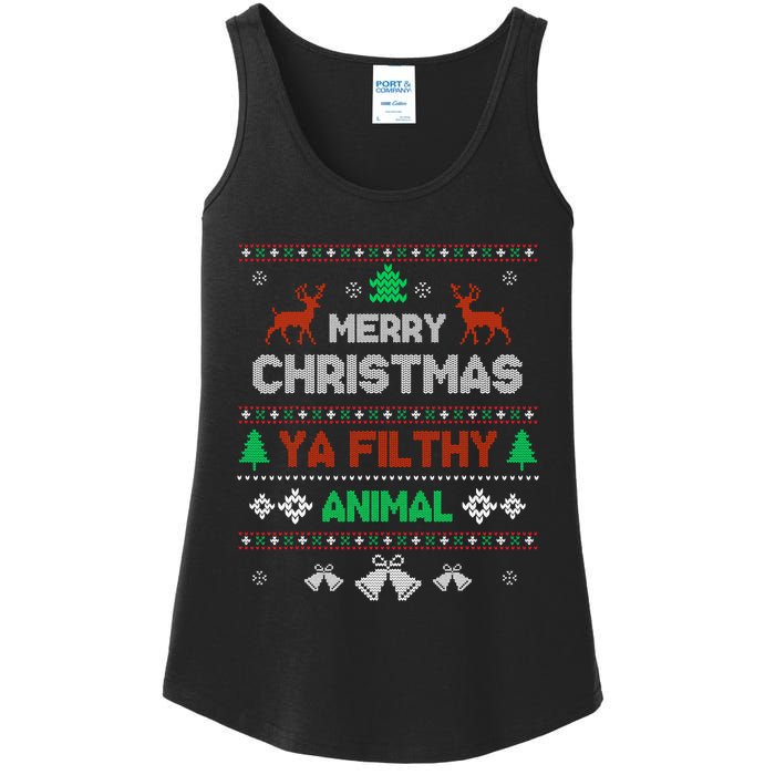 Funny Alone At Home Movies Merry Christmas You Filty Animal Ladies Essential Tank