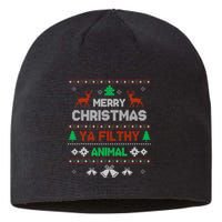 Funny Alone At Home Movies Merry Christmas You Filty Animal Sustainable Beanie