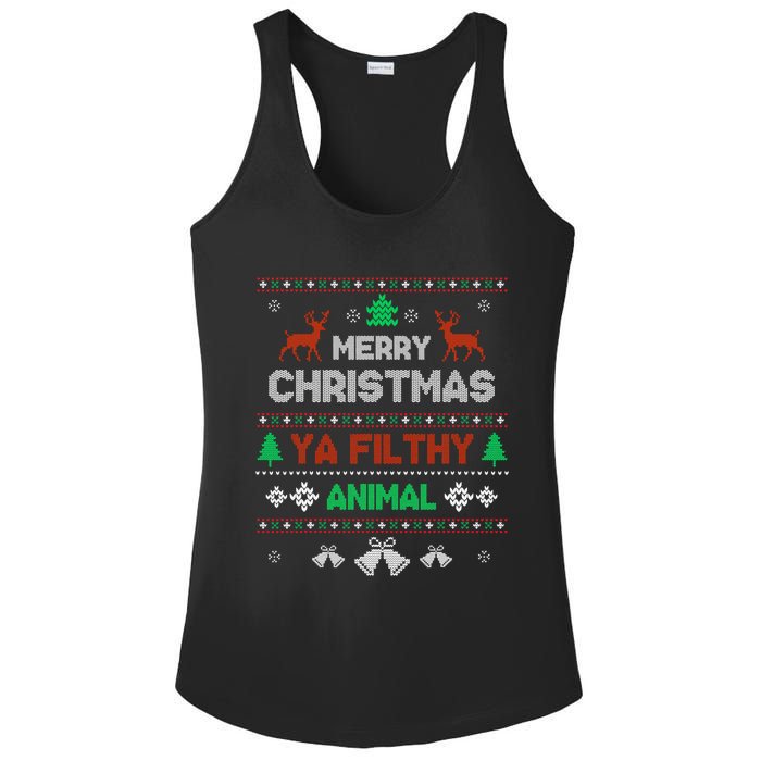 Funny Alone At Home Movies Merry Christmas You Filty Animal Ladies PosiCharge Competitor Racerback Tank