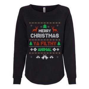 Funny Alone At Home Movies Merry Christmas You Filty Animal Womens California Wash Sweatshirt