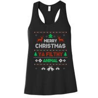 Funny Alone At Home Movies Merry Christmas You Filty Animal Women's Racerback Tank