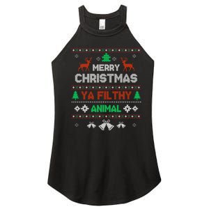 Funny Alone At Home Movies Merry Christmas You Filty Animal Women's Perfect Tri Rocker Tank