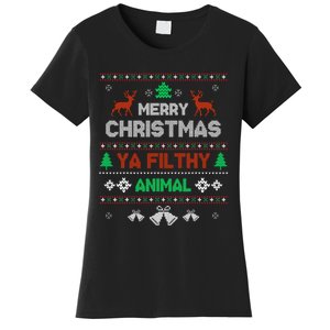 Funny Alone At Home Movies Merry Christmas You Filty Animal Women's T-Shirt