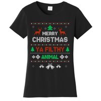 Funny Alone At Home Movies Merry Christmas You Filty Animal Women's T-Shirt