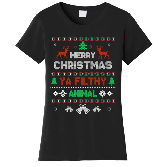 Funny Alone At Home Movies Merry Christmas You Filty Animal Women's T-Shirt