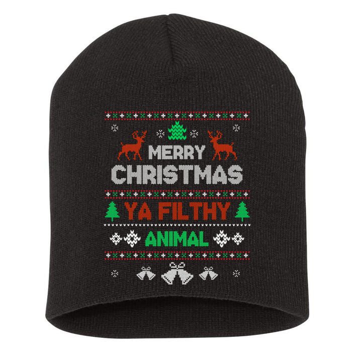 Funny Alone At Home Movies Merry Christmas You Filty Animal Short Acrylic Beanie