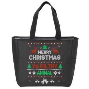 Funny Alone At Home Movies Merry Christmas You Filty Animal Zip Tote Bag