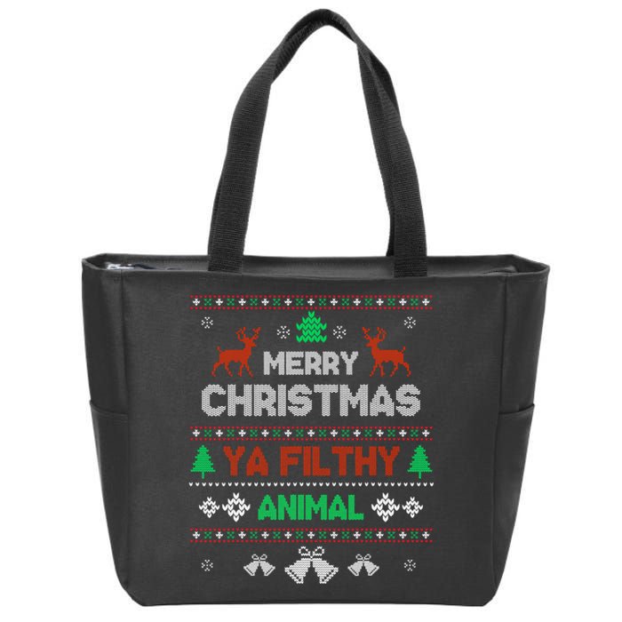 Funny Alone At Home Movies Merry Christmas You Filty Animal Zip Tote Bag