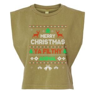 Funny Alone At Home Movies Merry Christmas You Filty Animal Garment-Dyed Women's Muscle Tee