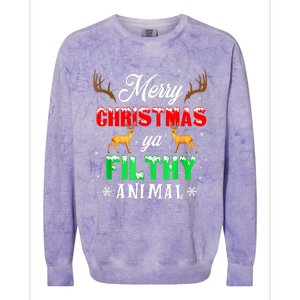 Funny Alone At Home Movies Merry Christmas You Filty Animal Colorblast Crewneck Sweatshirt