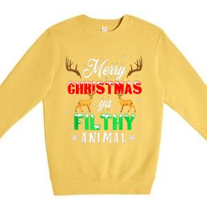 Funny Alone At Home Movies Merry Christmas You Filty Animal Premium Crewneck Sweatshirt