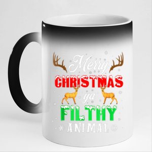 Funny Alone At Home Movies Merry Christmas You Filty Animal 11oz Black Color Changing Mug