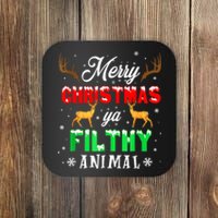 Funny Alone At Home Movies Merry Christmas You Filty Animal Coaster