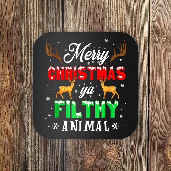 Funny Alone At Home Movies Merry Christmas You Filty Animal Coaster