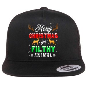 Funny Alone At Home Movies Merry Christmas You Filty Animal Flat Bill Trucker Hat