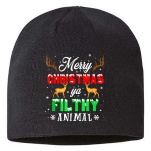 Funny Alone At Home Movies Merry Christmas You Filty Animal Sustainable Beanie