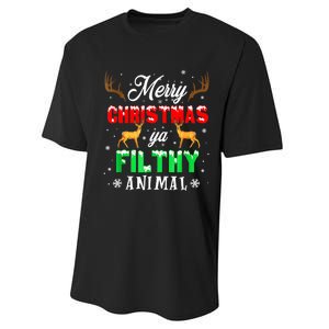 Funny Alone At Home Movies Merry Christmas You Filty Animal Performance Sprint T-Shirt