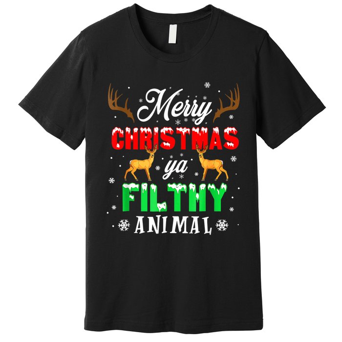 Funny Alone At Home Movies Merry Christmas You Filty Animal Premium T-Shirt