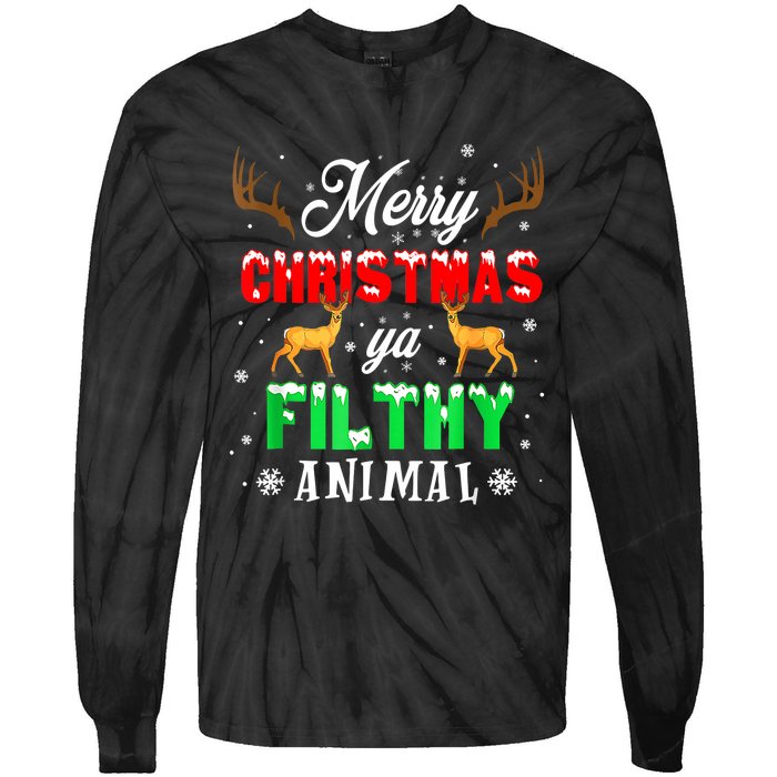 Funny Alone At Home Movies Merry Christmas You Filty Animal Tie-Dye Long Sleeve Shirt